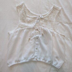 Joie NWT Cropped Macramé Detail Top - Linen Blend - Size M